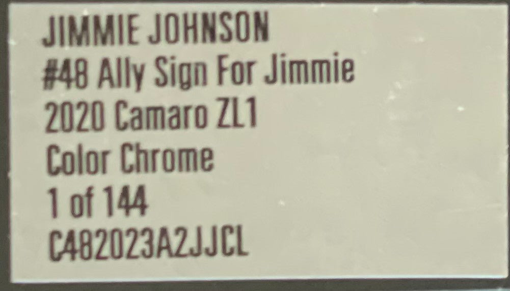 Jimmie Johnson #48 Ally Sign For Jimmie 2020 Camaro ZL1 Color Chrome 1:24