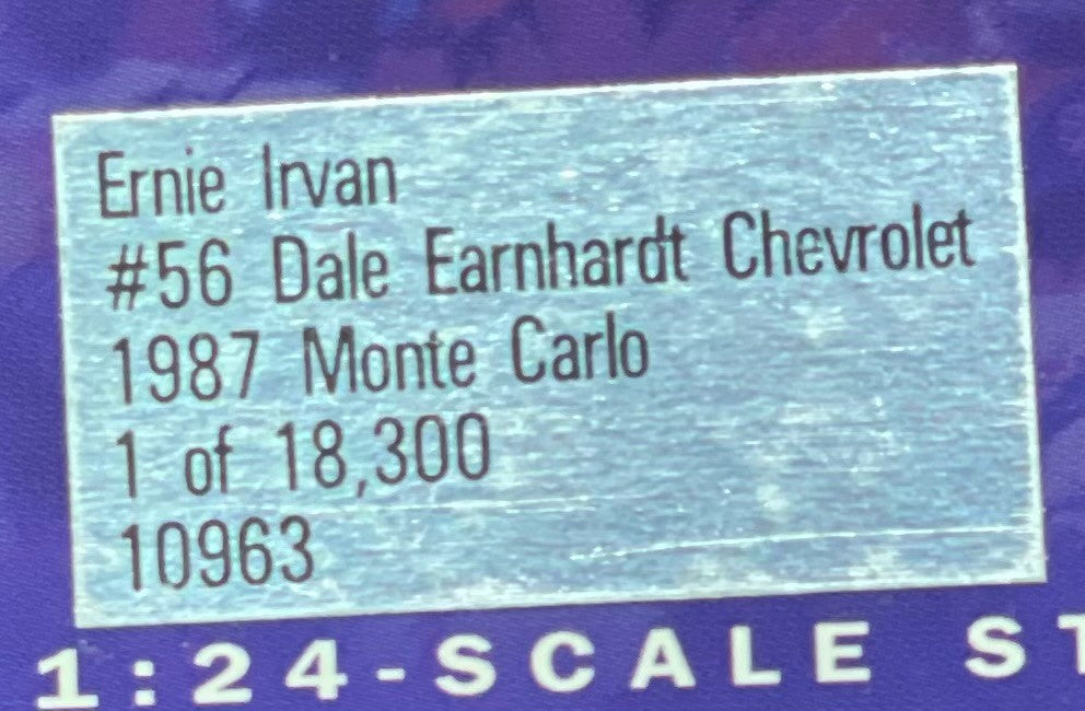 Ernie Irvan #56 Dale Earnhardt Chevrolet 1987 Monte Carlo 1:24 NASCAR 1/18300