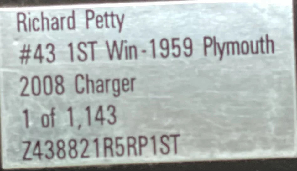 Richard Petty #43 1st Win 1959 Plymouth 2008 Charger 1:24 NASCAR 1/1143 - original photograph 9