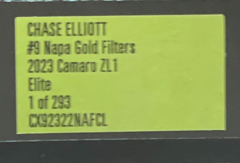 Chase Elliott #9 NAPA Gold Filters 2023 Camaro ZL1 ELITE 1:24 1/293 DIN 49 - original photograph 9