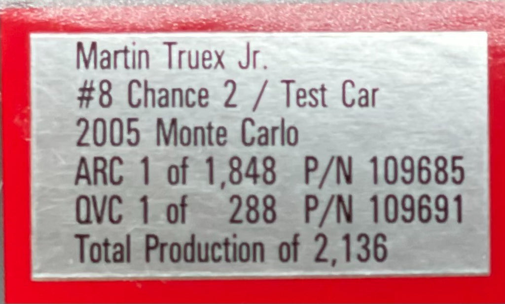 Martin Truex Jr. #8 Chance 2 Test Car 2005 Monte Carlo 1:24 NASCAR 1/2136
