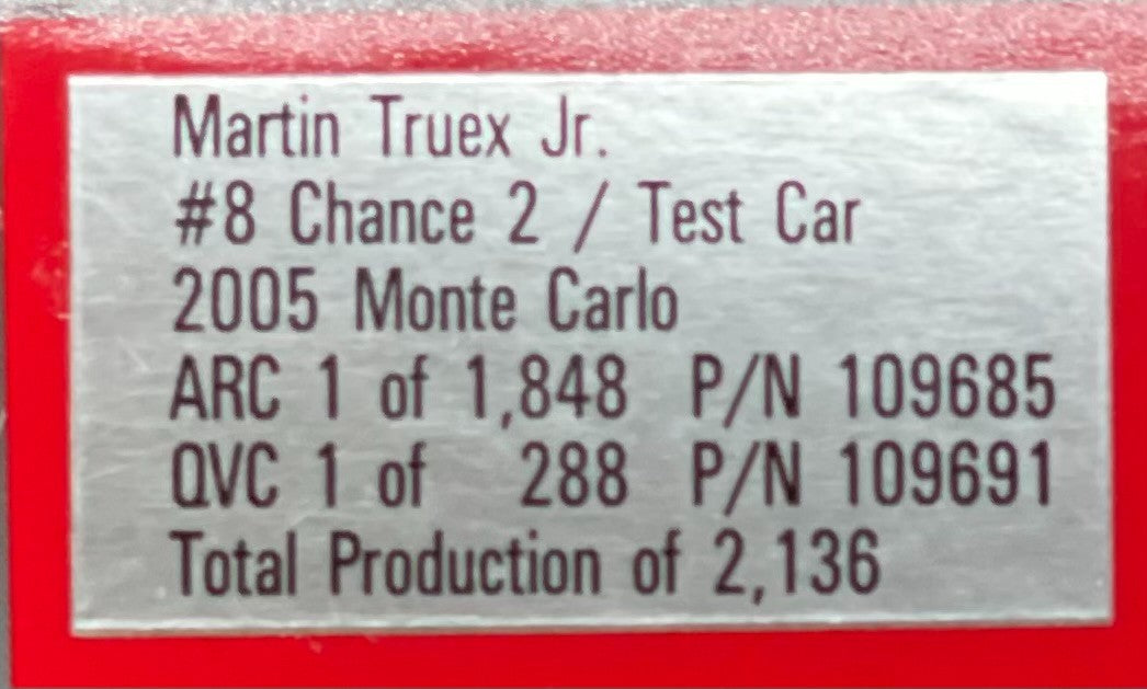Martin Truex Jr. #8 Chance 2 Test Car 2005 Monte Carlo 1:24 NASCAR 1/2136