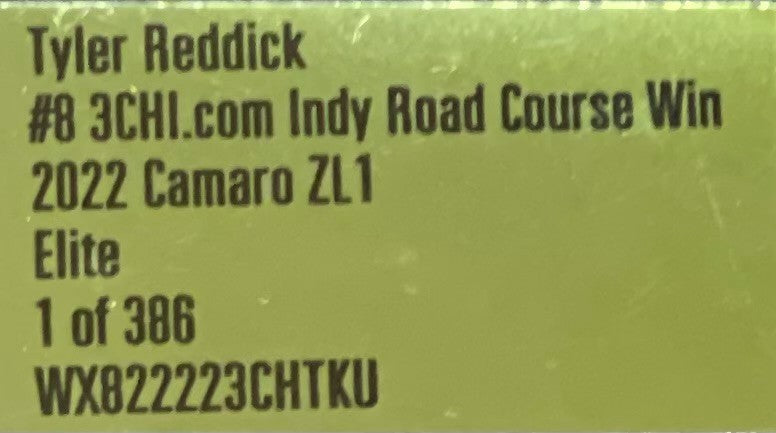Tyler Reddick #8 3CHI Indy Road Course Win 2022 Camaro ZL1 ELITE 1/386