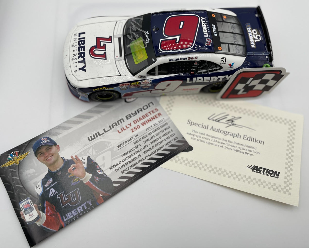 William Byron #9 Liberty University Indy Win 2017 Camaro Autographed 1:24