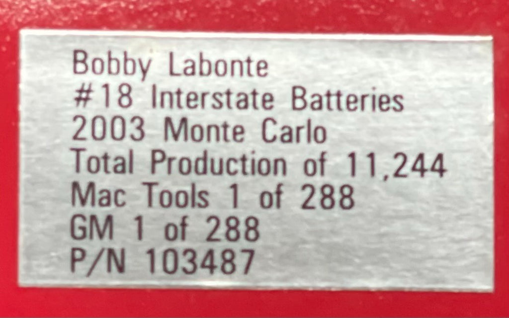 Bobby Labonte #18 Interstate Batteries 2003 Monte Carlo 1:24 NASCAR Diecast - original photograph 8