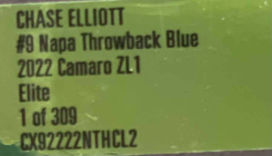 Chase Elliott #9 NAPA Throwback 2022 Camaro ZL1 ELITE 1:24 1/309 DIN 262
