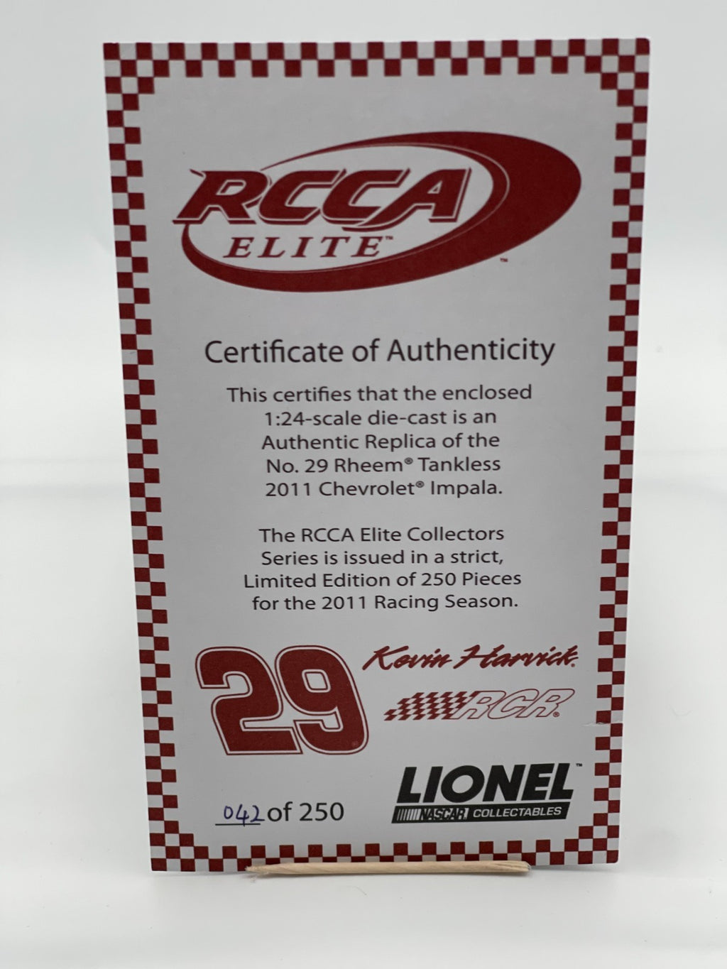 Kevin Harvick #29 Rheem Tankless Water Heaters 2011 Impala ELITE 1:24 1/250