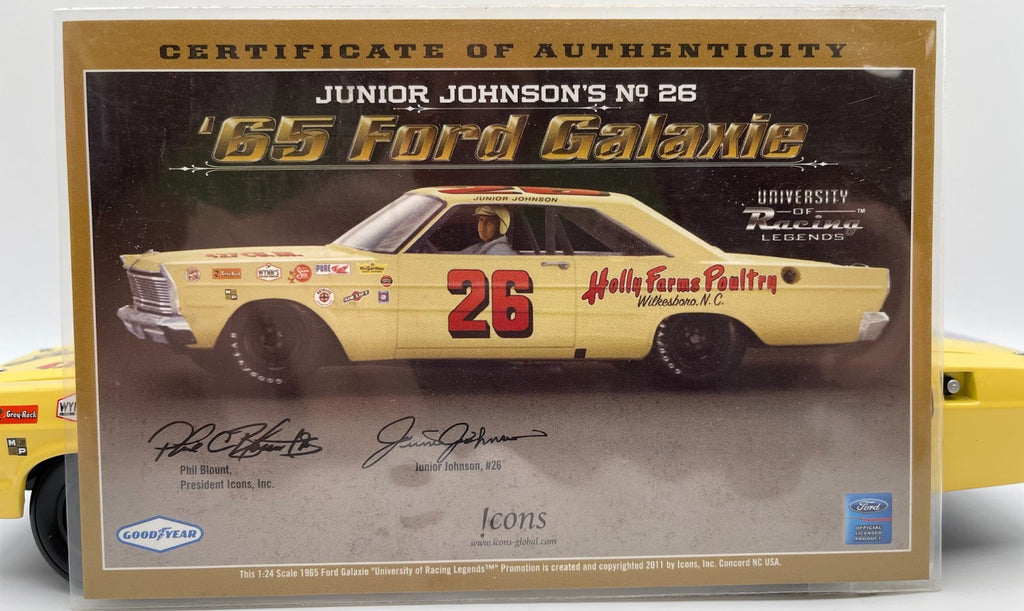 Junior Johnson #26 '65 Ford Galaxie Autographed University of Racing Legends