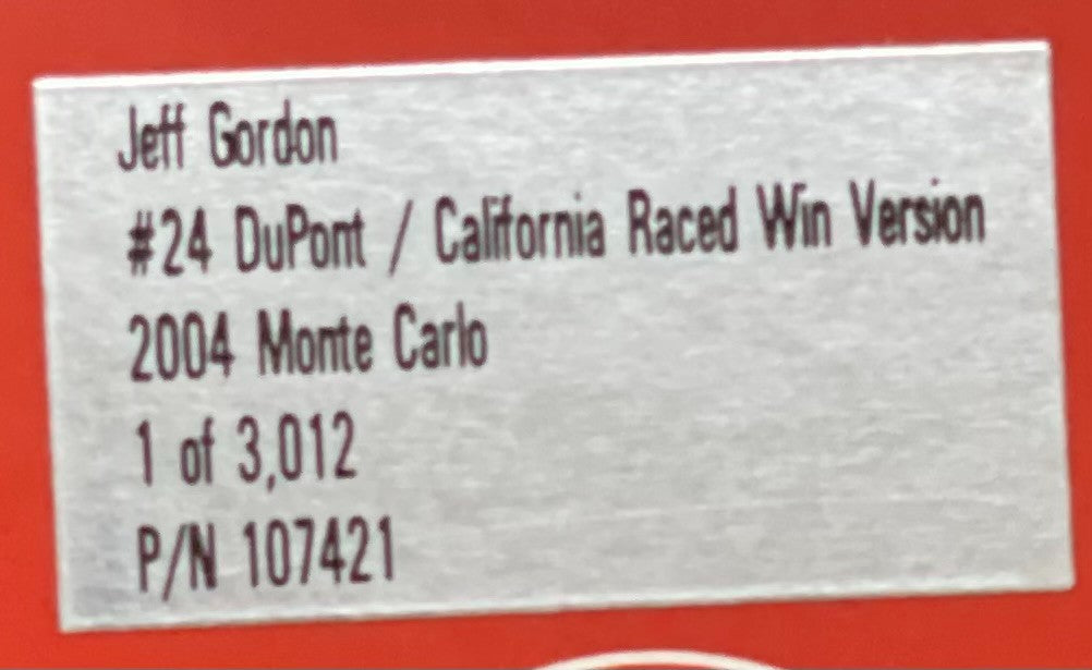 Jeff Gordon #24 DuPont California Raced Win Version 2004 Monte Carlo 1:24