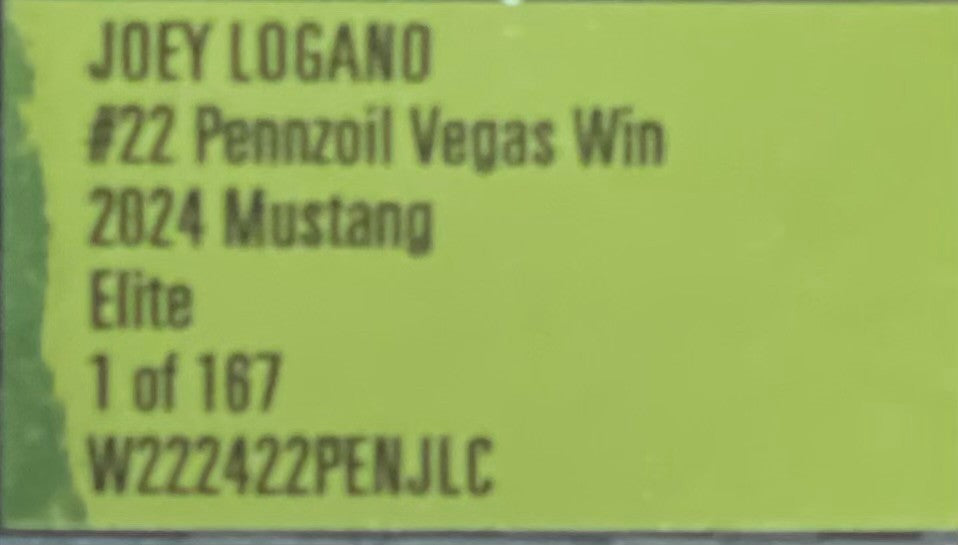 Joey Logano #22 Pennzoil Vegas Win 2024 Mustang ELITE 1:24 1/167 DIN 93