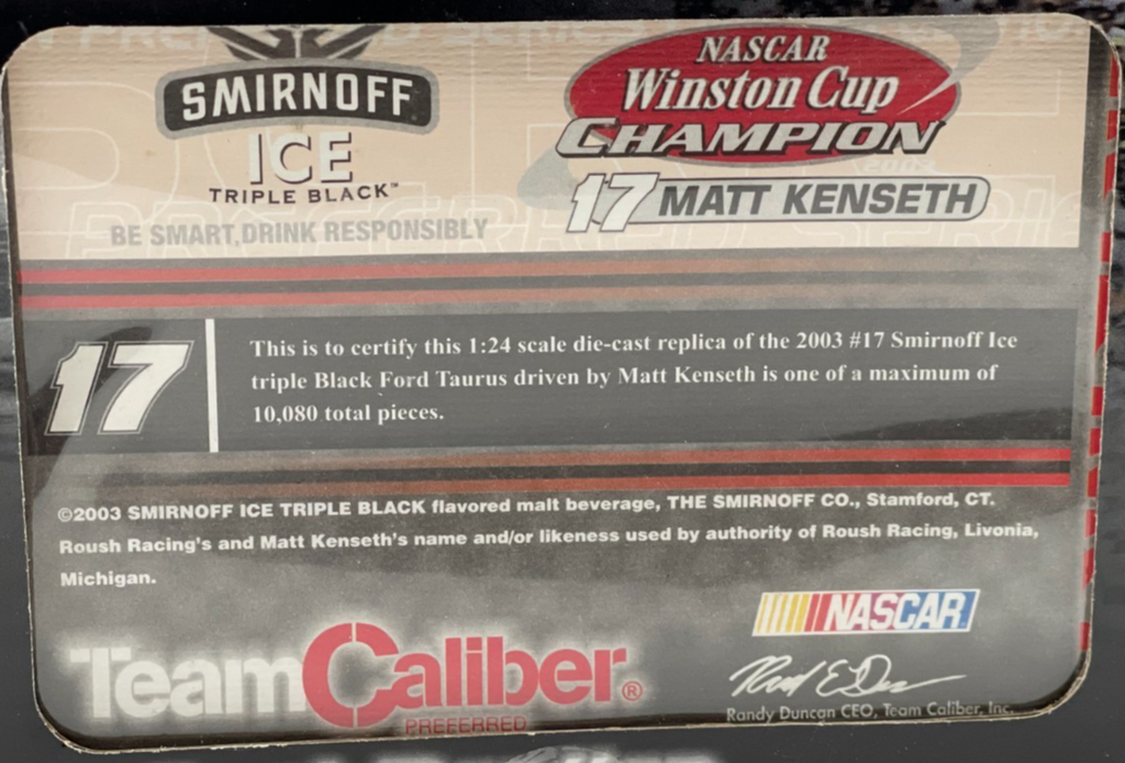 Matt Kenseth #17 Smirnoff Ice Triple Black 2003 Taurus Winston Cup Champion - original photograph 8
