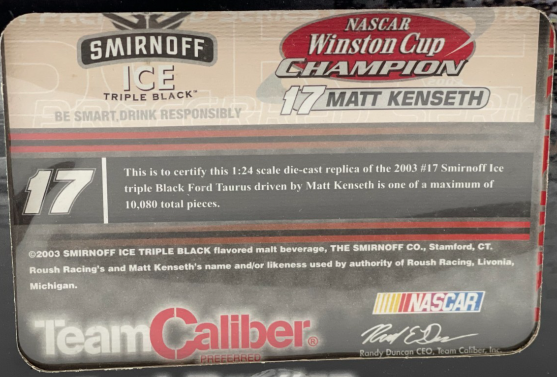 Matt Kenseth #17 Smirnoff Ice Triple Black 2003 Taurus Winston Cup Champion - original photograph 8