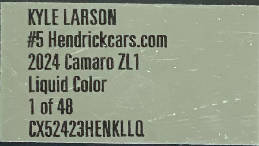 Kyle Larson #5 HendrickCars com 2024 Camaro ZL1 Liquid Color 1:24 1/48 DIN 36