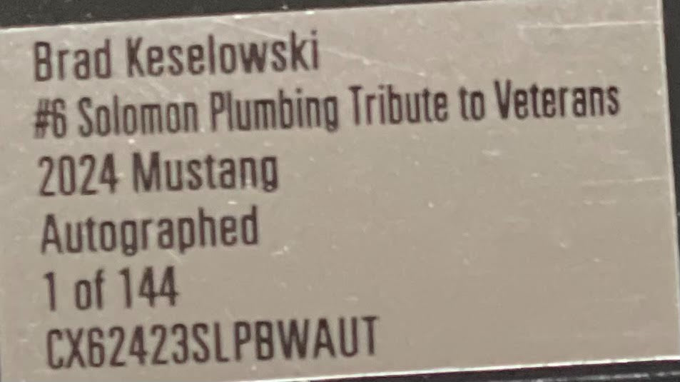 Brad Keselowski #6 Solomon Plumbing Tribute to Veterans 2024 Mustang Auto 1/144