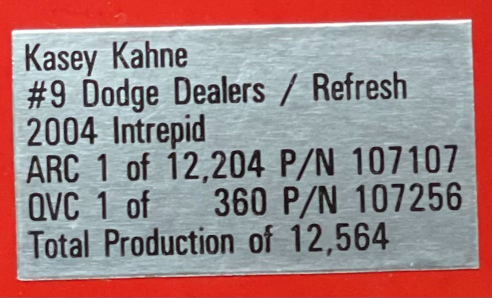 Kasey Kahne #9 Dodge Dealers Refresh 2004 Intrepid Autographed 1:24 Rookie Year