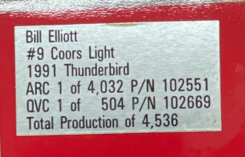 Bill Elliott #9 Coors Light 1991 Thunderbird 1:24 NASCAR Diecast 1/4032