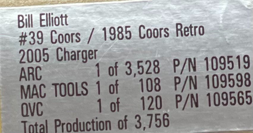 Bill Elliott #39 Coors / 1985 Coors Retro 2005 Dodge Charger 1:24 1 of 3756 - original photograph 9