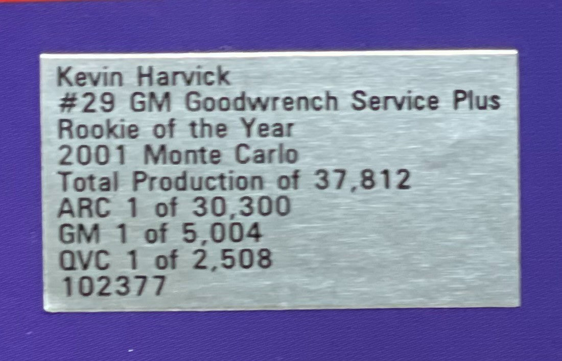 Kevin Harvick #29 GM Goodwrench 2001 Rookie of the Year Monte Carlo 1:24 NASCAR - original photograph 8