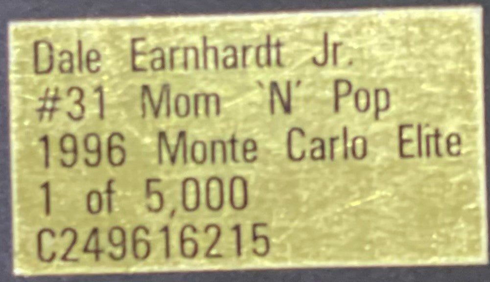 Dale Earnhardt Jr. #31 Mom 'N' Pop 1996 Monte Carlo ELITE 1:24 1/5000 DIN 1184