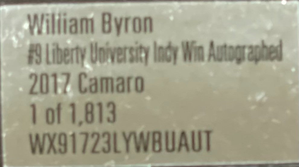 William Byron #9 Liberty University Indy Win 2017 Camaro Autographed 1:24