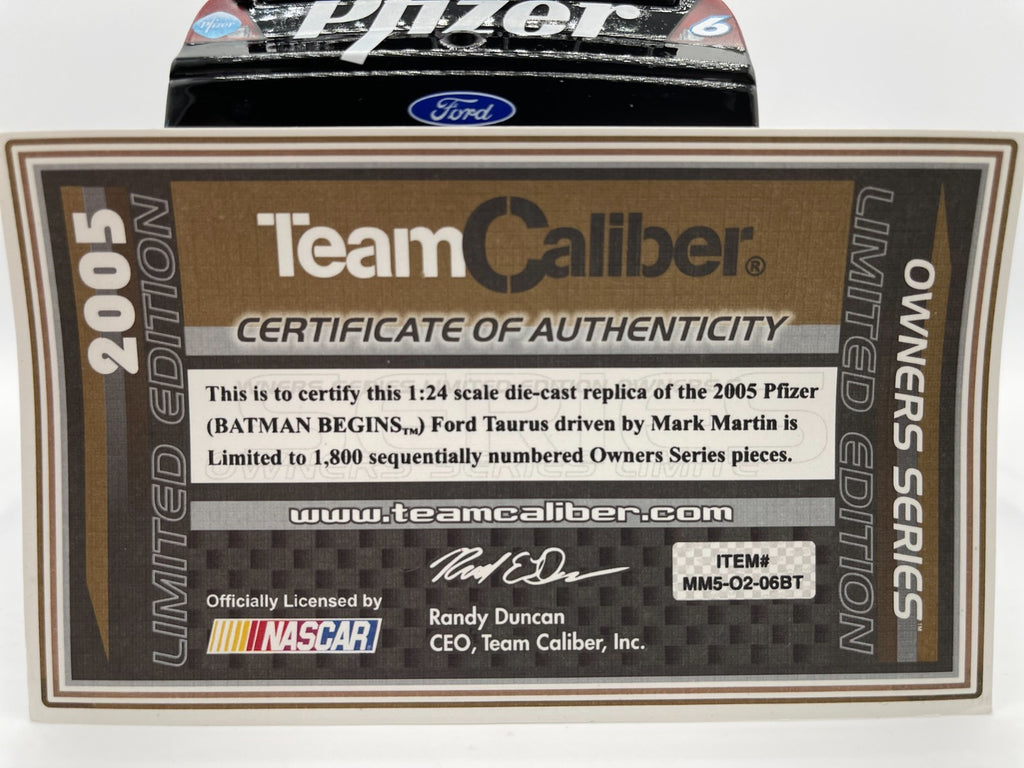 Mark Martin #6 Pfizer Batman Begins 2005 Taurus Team Caliber Owners Series