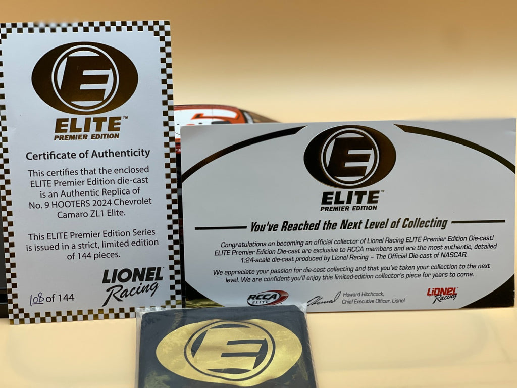 Chase Elliott #9 Hooters 2024 Camaro ZL1 ELITE Premier 1 of 144 RARE Diecast