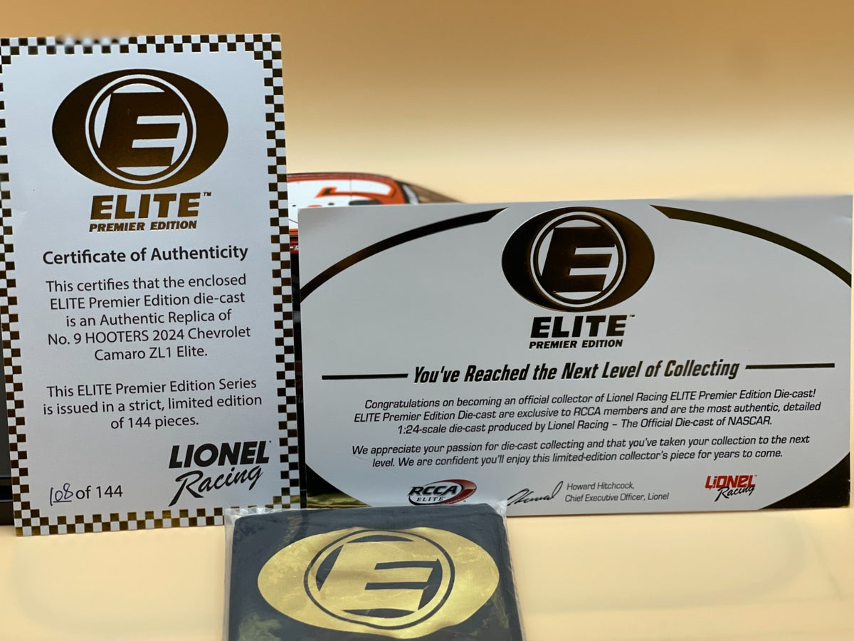 Chase Elliott #9 Hooters 2024 Camaro ZL1 ELITE Premier 1 of 144 RARE Diecast