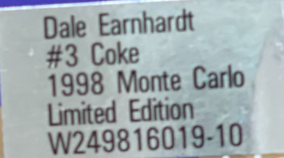 Dale Earnhardt #3 Coca-Cola 1998 Monte Carlo Limited Edition 1:24 NASCAR MIB - original photograph 9