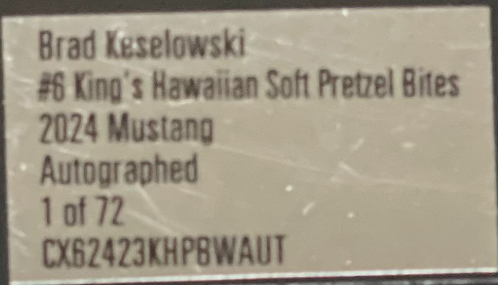Brad Keselowski #6 King's Hawaiian Soft Pretzel Bites 2024 Mustang Auto 1/72