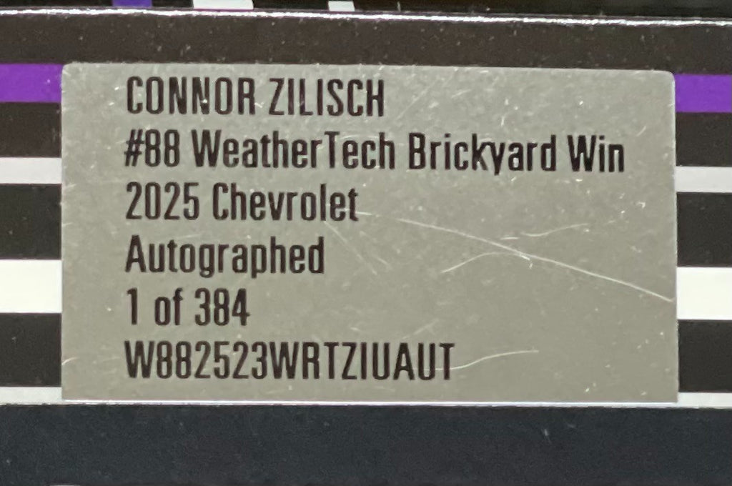 Connor Zilisch #88 WeatherTech Brickyard Win 2025 Chevy Auto 1:24 1/384 DIN 210