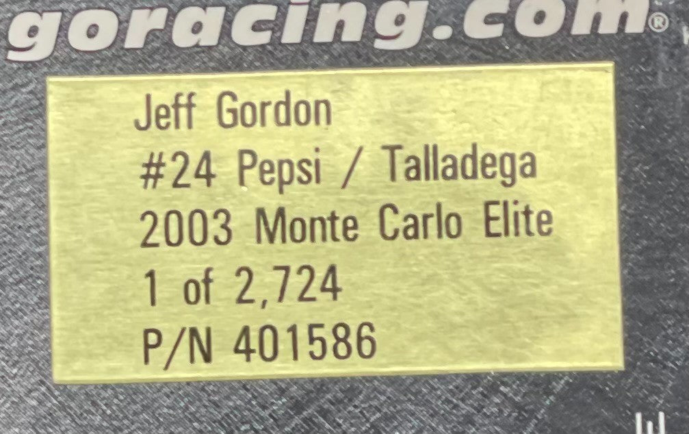Jeff Gordon #24 Pepsi Talladega 2003 Monte Carlo ELITE 1:24 NASCAR
