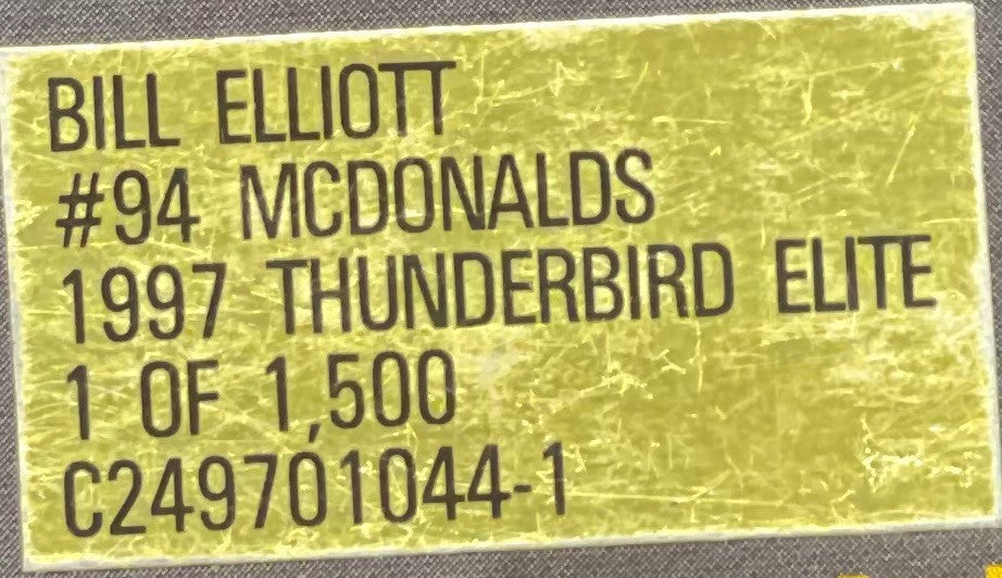 Bill Elliott #94 McDonald's 1997 Thunderbird ELITE 1:24 NASCAR 1/1500 - original photograph 9