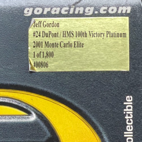 Jeff Gordon #24 DuPont HMS 100th Victory 2001 Monte Carlo ELITE Platinum 1/1800 - original photograph 9