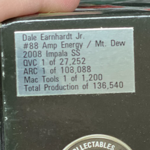 Dale Earnhardt Jr. #88 AMP Energy / Mountain Dew 2008 Impala SS COT 1:24 - Loose RF Tire - original photograph 8