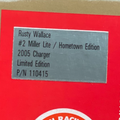 Rusty Wallace #2 Miller Lite Hometown Edition 2005 Charger 1:24 NASCAR Diecast - original photograph 7