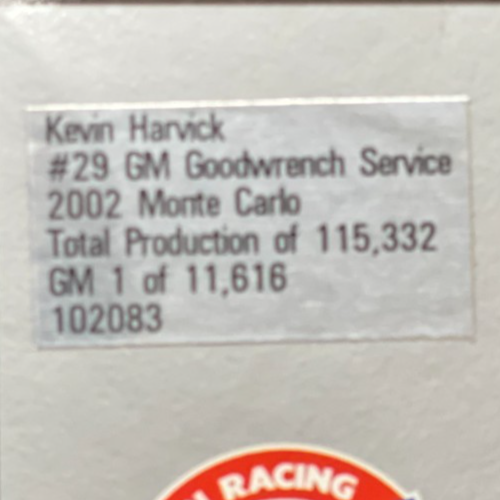 Kevin Harvick #29 GM Goodwrench Service 2002 Monte Carlo 1:24 NASCAR Diecast - original photograph 7