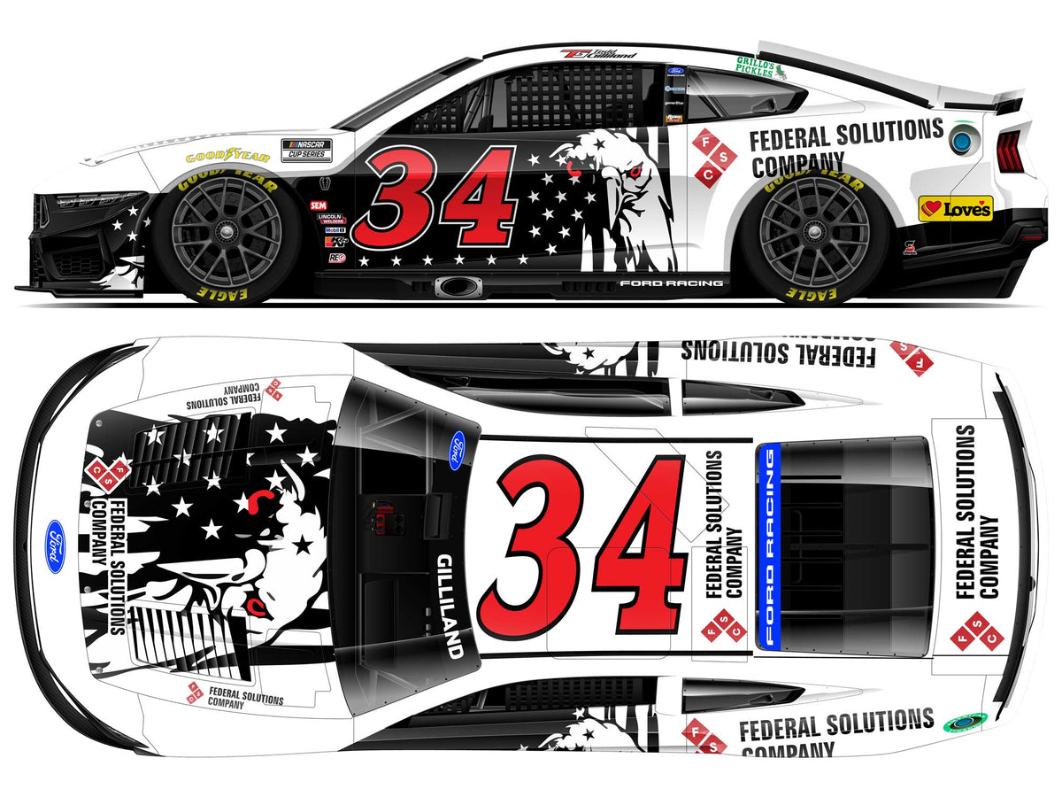 Todd Gilliland No. 34 Federal Solutions Company 2026 Ford Mustang diecast artwork